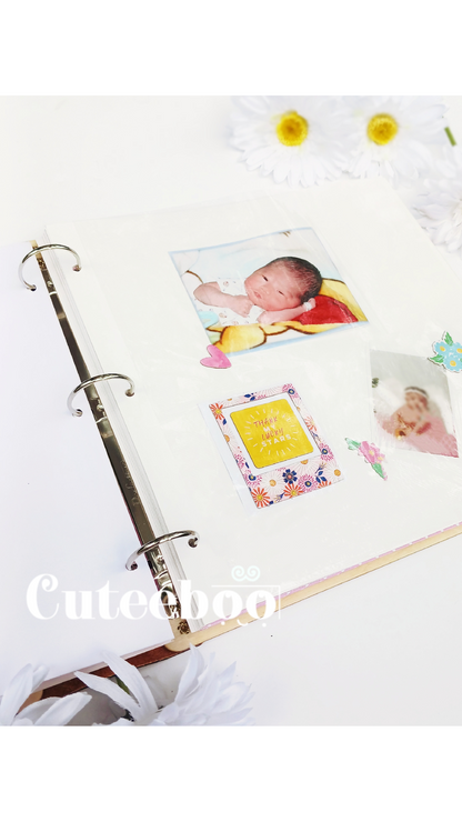 Personalized Baby's First 12 Months Large Wood Photo Album