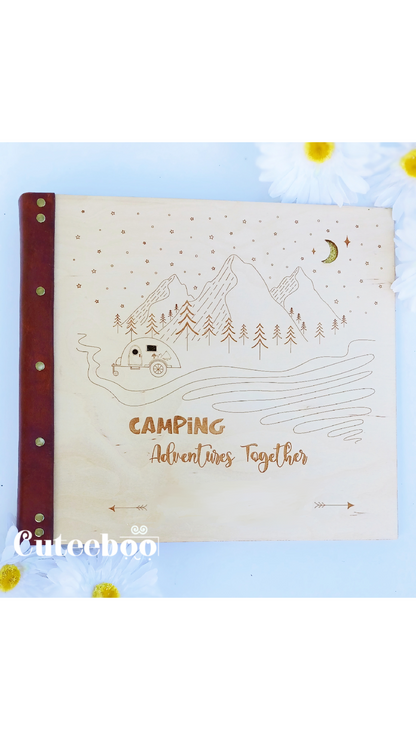 Personalized Camping Adventures Large Wood Photo Album