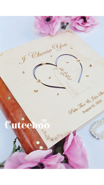 Personalized American Theme Wedding Large Wood Photo Album