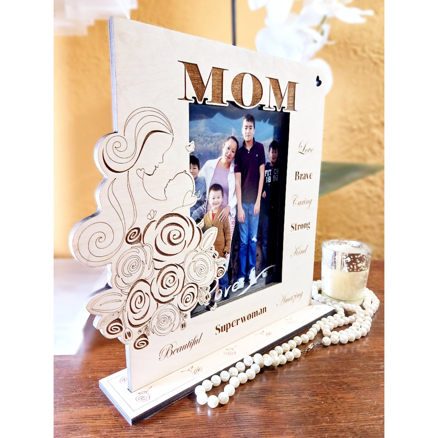 Personalized Mom and Baby Wood Picture Frame