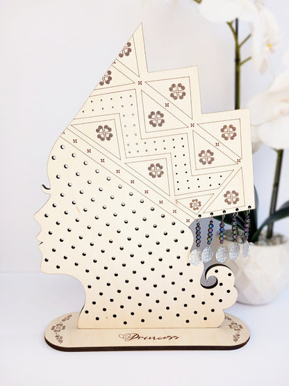 Personalized Hmong Princess Hat Earring Stand Handmade Wood Laser Cut