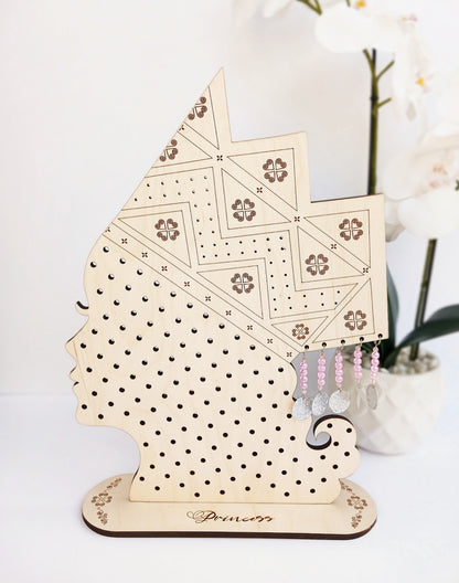 Personalized Hmong Princess Hat Earring Stand Handmade Wood Laser Cut