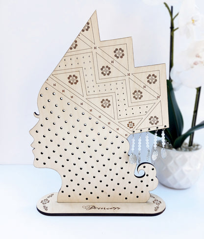 Personalized Hmong Princess Hat Earring Stand Handmade Wood Laser Cut